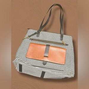 Fossil Striped Tote Bag with Tan Accents